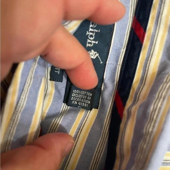 Ralph Lauren Classic Fit Polo Button Down Long Sleeve Striped Shirt Mens size XL - Picture 6 of 10